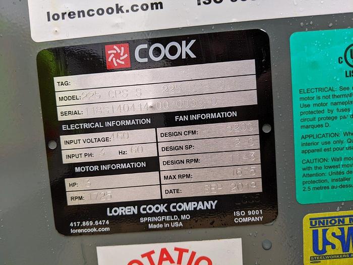 Used Cook 3HP Exhaust Vent
