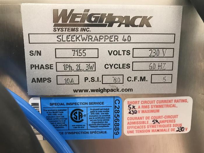 Used WeighPack Sleek 40 Horizontal Flow Wrapper
