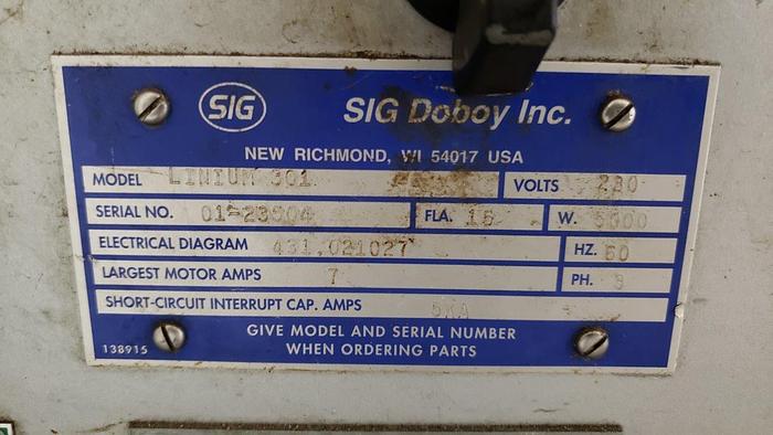 Used SIG Doboy Linium 301 Horizontal Flow Wrapper