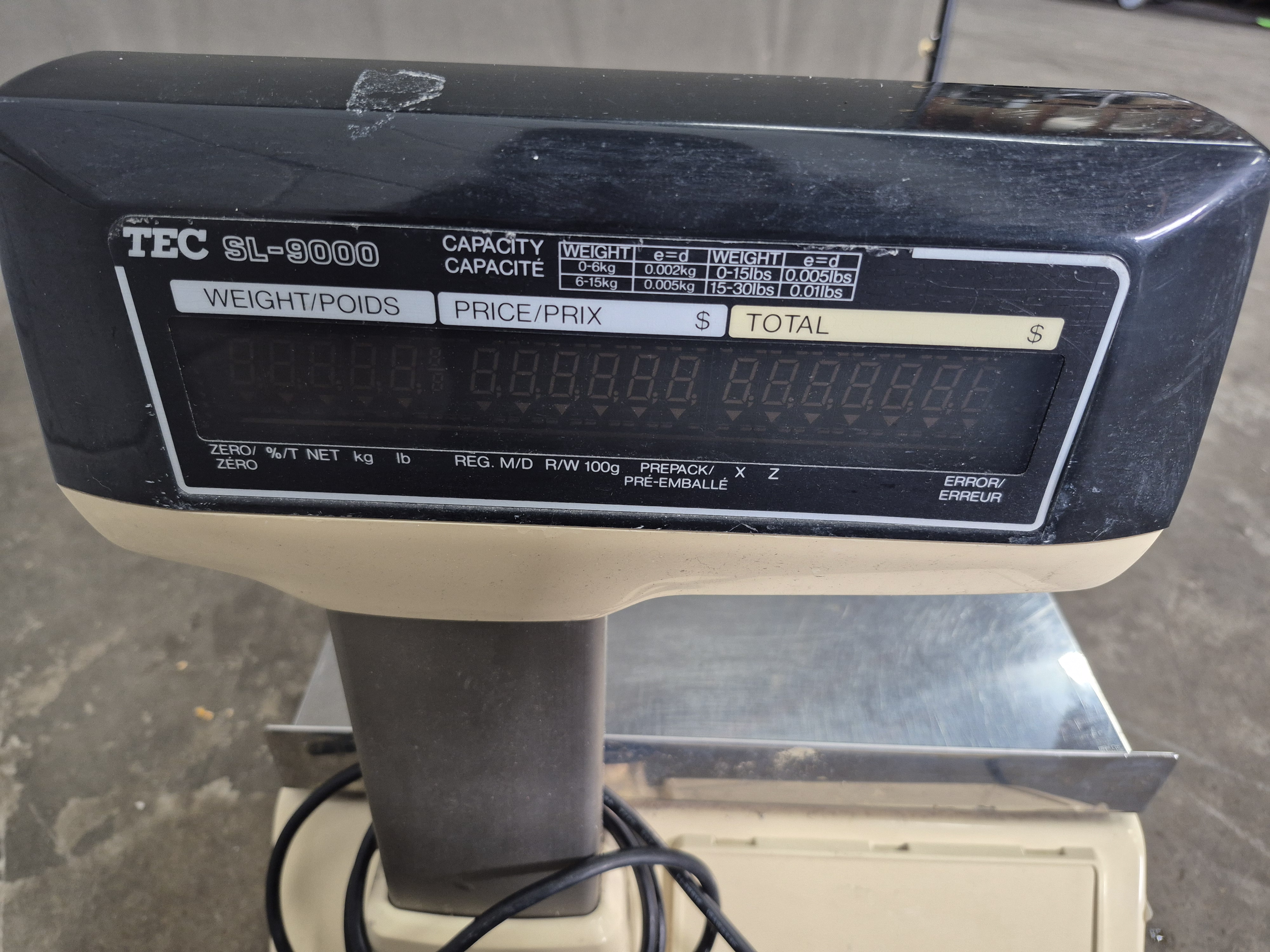 Used TEC Digital SL-9000 Label Printing Scale
