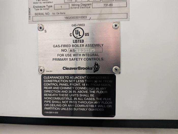 Used Cleaver Brooks 30 HP Low Pressure Steam Boiler