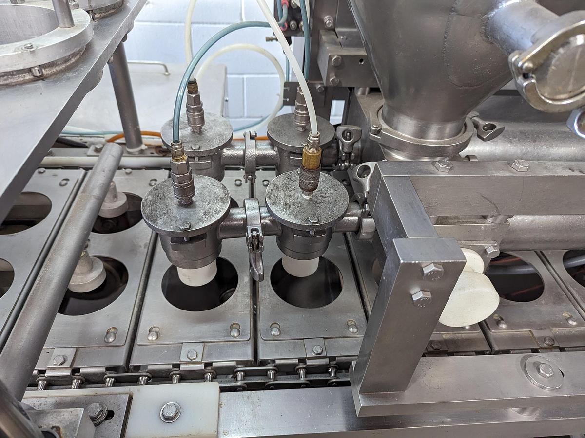 Used Modern Packaging 2 Lane Cup Filler