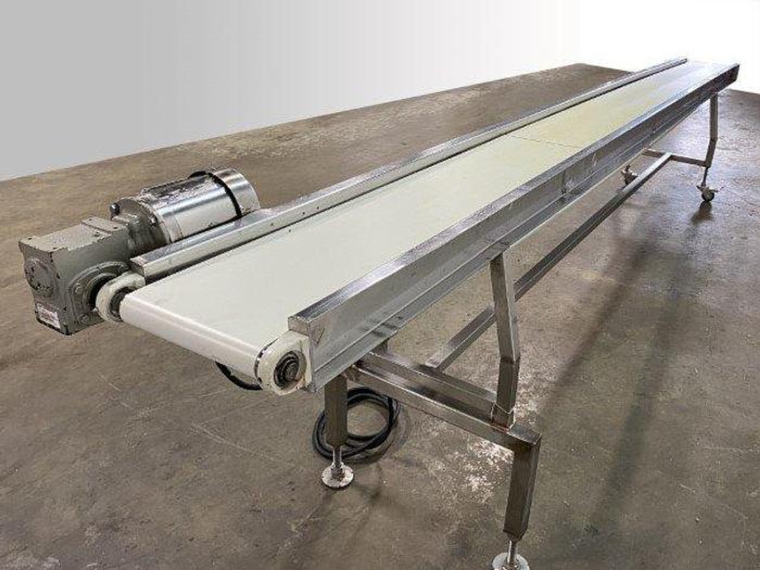 Used 15' Flat Belt Incline Conveyor