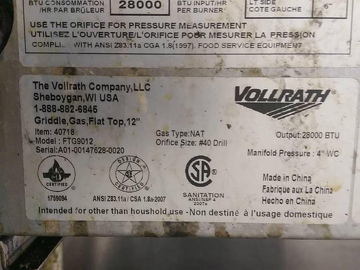 Used Vollrath Cayenne Gas Flat Top Griddle