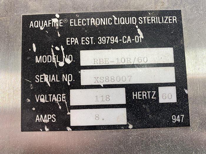 Used Aquafine RBE-10R/60 UV Water Sterilizer