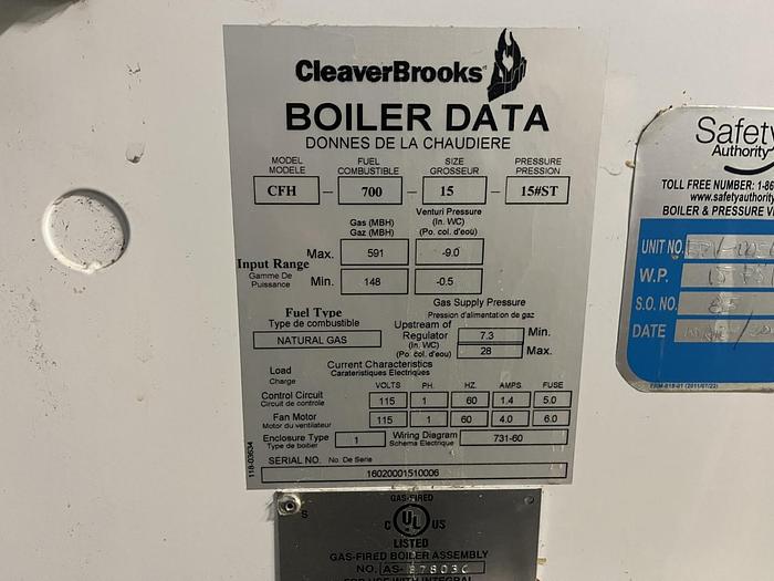 Used CleaverBrooks CFH Gas-Fired Steam Boiler