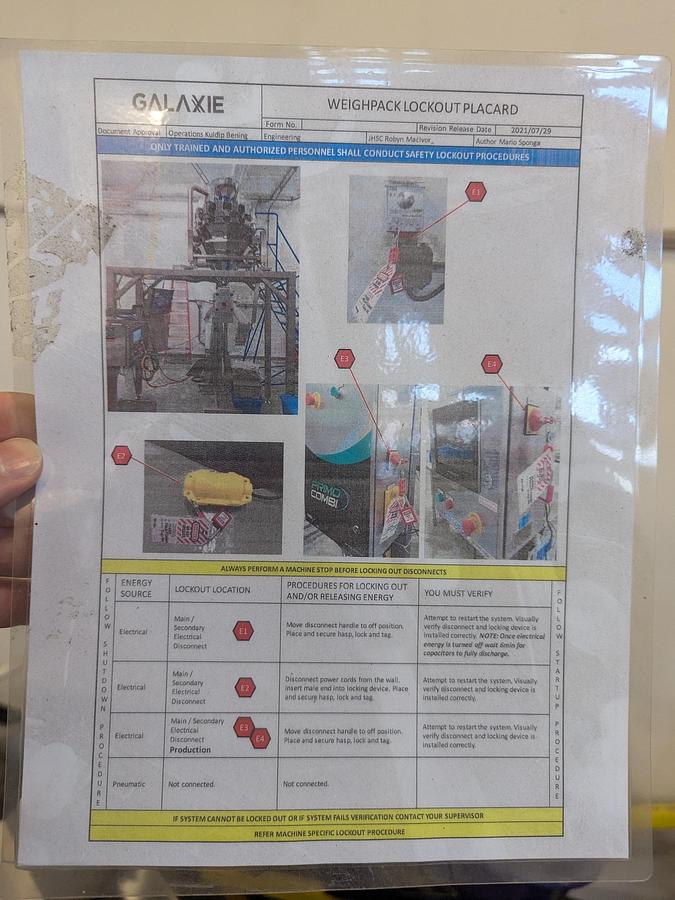 Used Weighpack Primo 14 Head Scales with Platform and PreCheq Analyzer