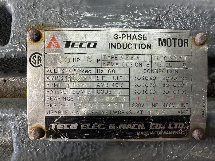 Used TECO 50 HP Induction Motor