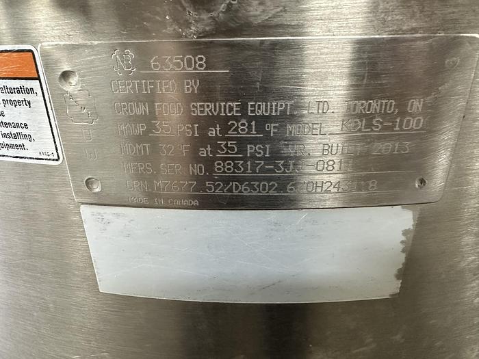 Used Southbend 100-Gallon Direct Steam Kettle