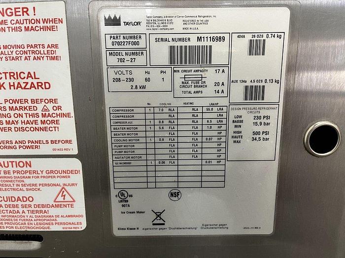 Used Taylor 702-27 Ice Cream Machine