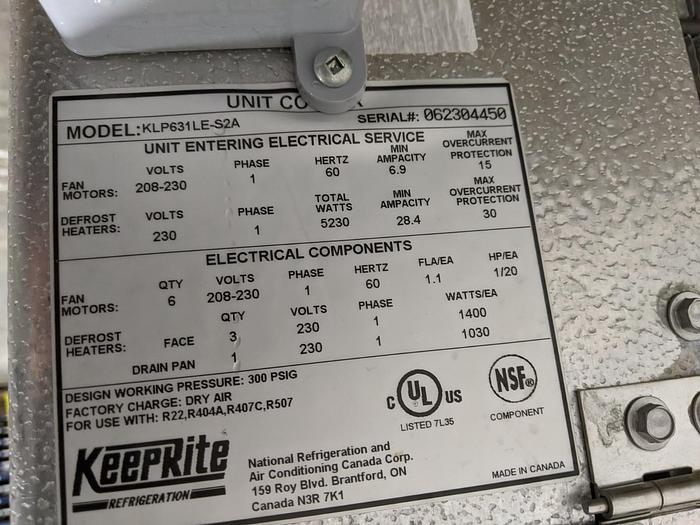 Used KeepRite 6 Fan Low Profile Unit Cooler