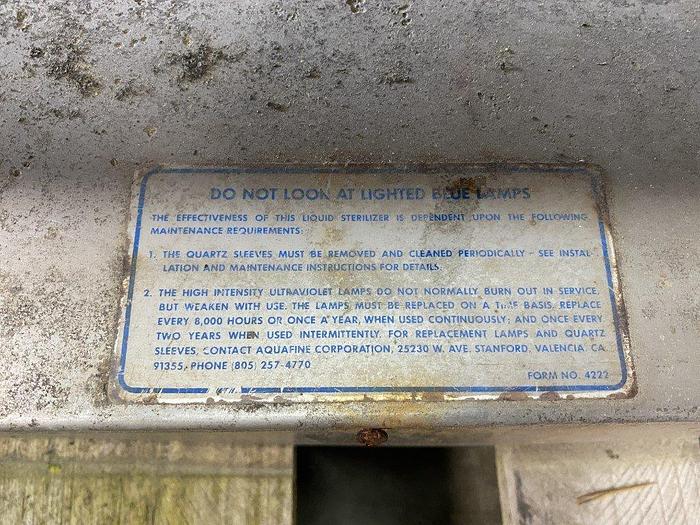 Used Aquafine RBE-10R/60 UV Water Sterilizer