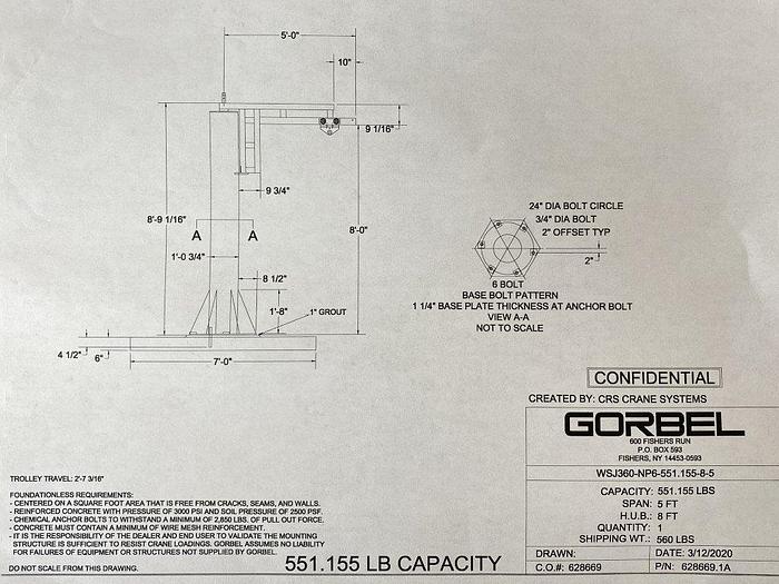 Gorbel WSJ360 Work Station Jib Crane