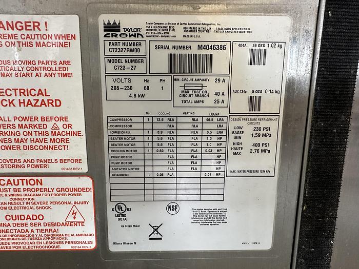 Used Taylor C723-27 Soft Serve Freezer