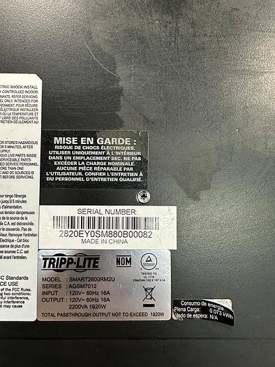 Used Tripp Lite SmartPro UPS SMART2600RM2U