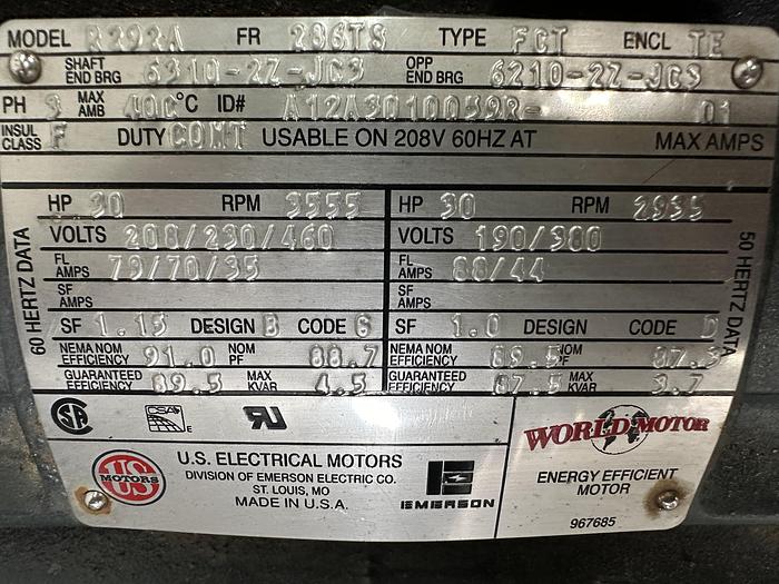 Used U.S. Motors 30 HP Motor