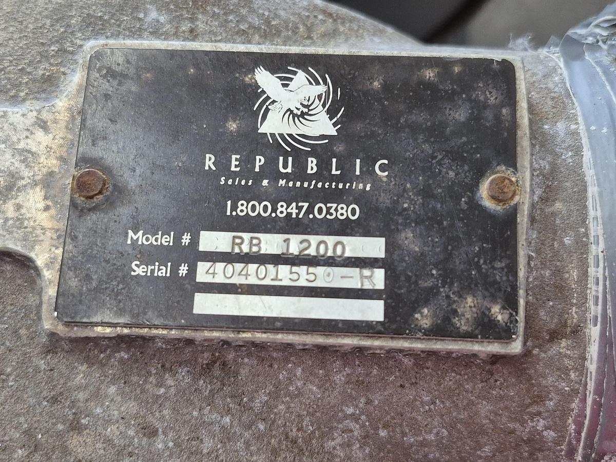 Used Republic RB 1200 Centrifugal Blower Assembly with 20 HP Baldor Motor