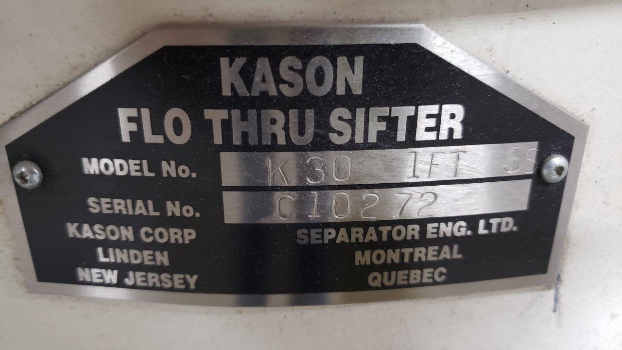 Used Kason K30 Flo Thru Vibratory Flour Sifter