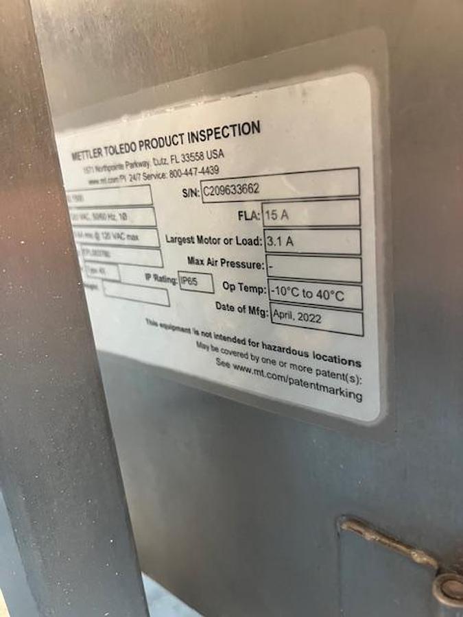 Used Mettler Toledo Safeline SL1500 Series Metal Detector 