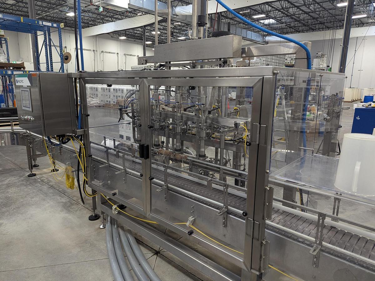 Used Promach 4 Head Pail Filling Line Including Filler, Capper & Date Coder