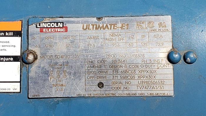 Used Lincoln Ultimate-E1 60 HP Motor