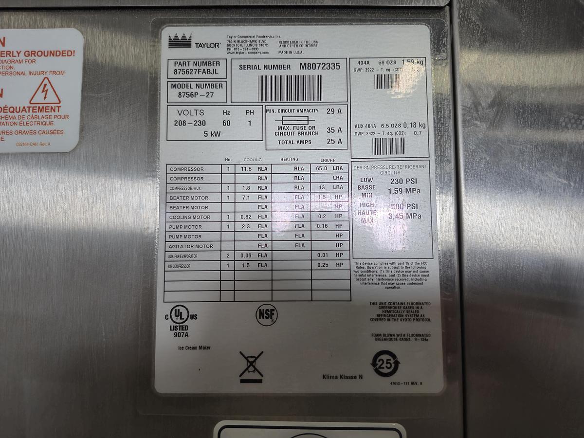 Used Taylor 8756P-27 Commercial Ice Cream Machine