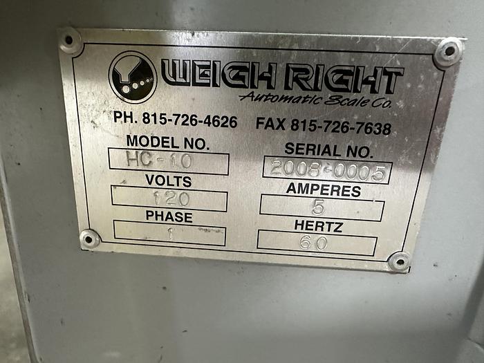 Used Weigh Right HC-10 Indexing Conveyor