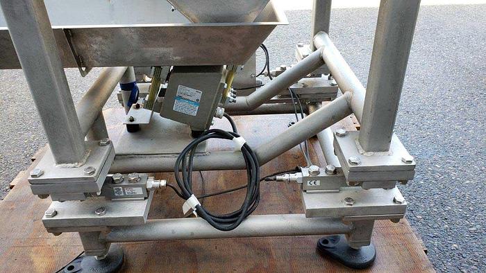 Used Stainless Steel Hopper with Vibratory Feeder on Load Cells