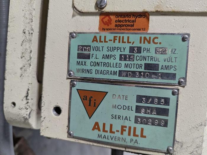 Used All-Fill SHA Single Head Automatic Auger Filler