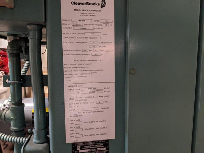 Used CleaverBrooks M5P-2000 Steam Boiler