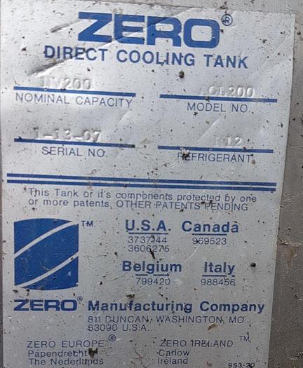 Used Zero AOL200 Direct Cooling Tank