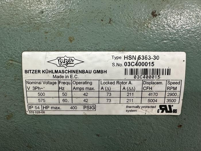 Used Bitzer Semi Hermetic Screw Compressor