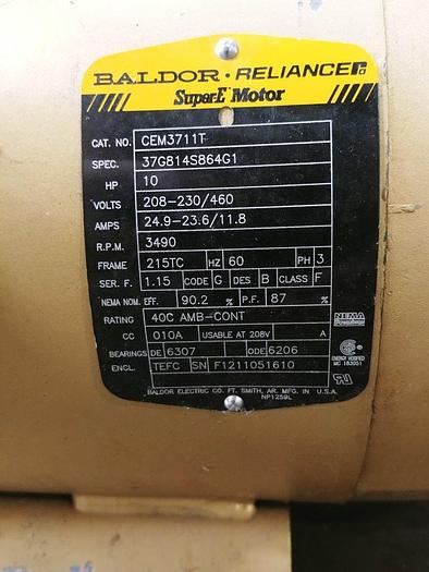 Used Baldor Super-E 10 Hp Motor