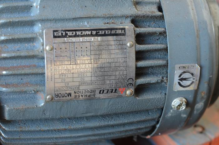 Used PEI Gony 1:12.5 Ratio Gearbox and Teco 1/4 Hp Motor