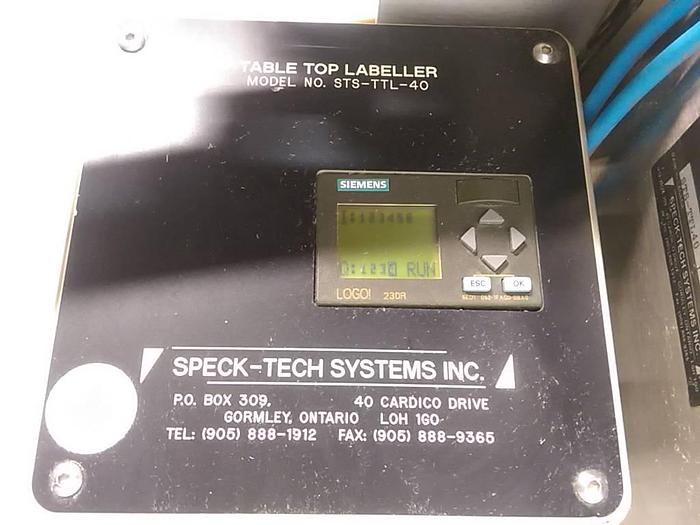 Used Speck-Tech Table-Top Bottle Labeler