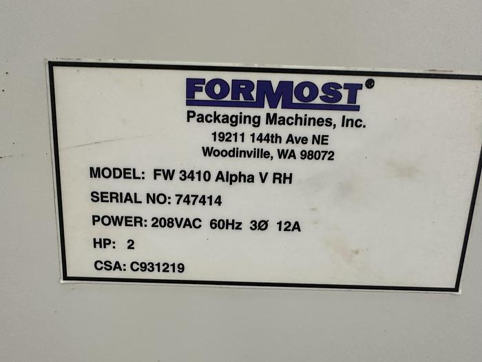 Used Formost Alpha V Horizontal Flow Wrapper
