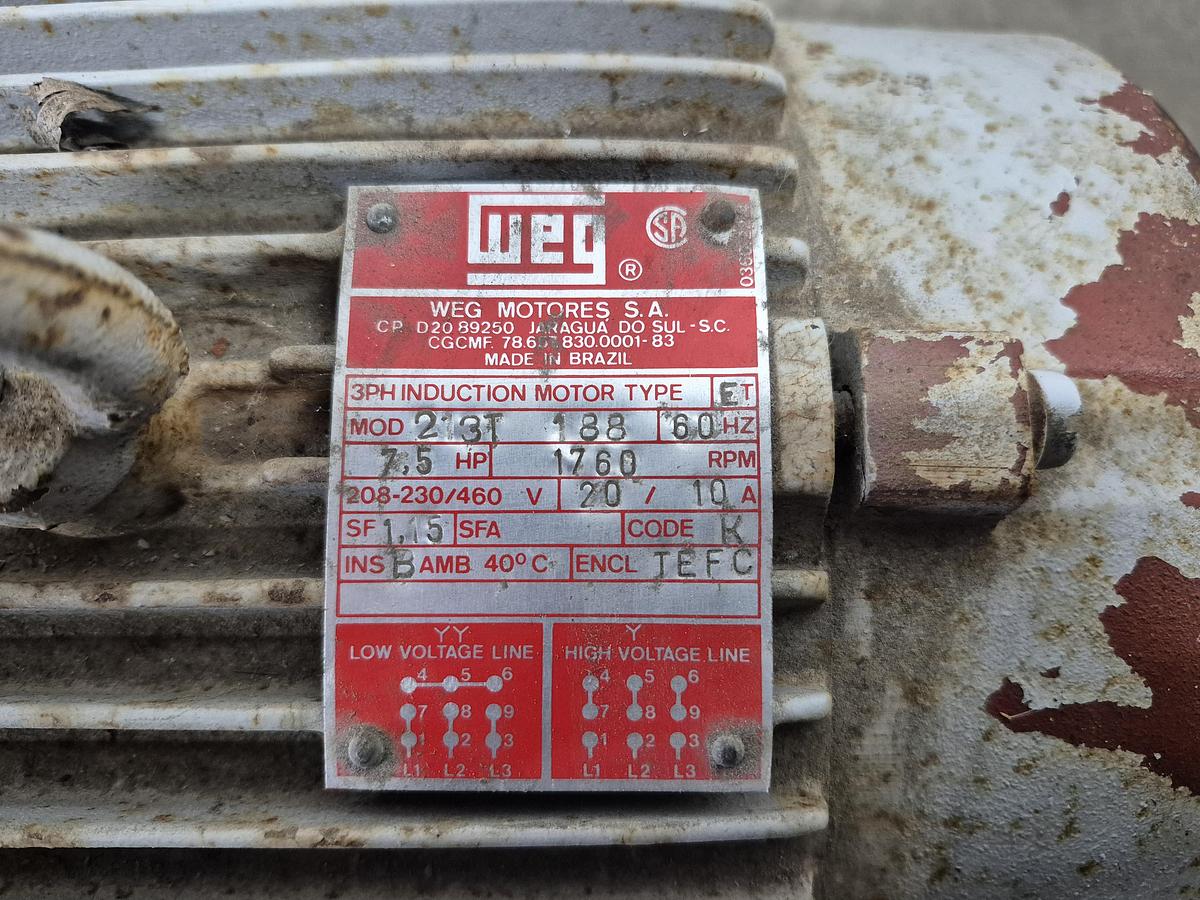 Used WEG 213T 7.5 HP Induction Motor
