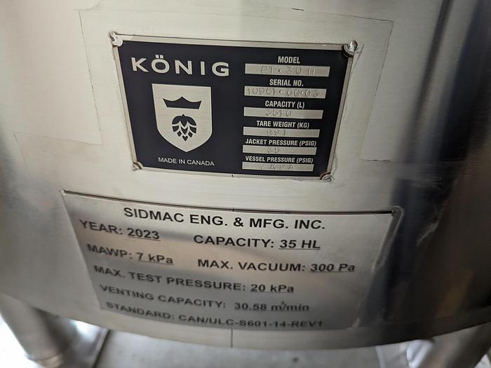 König 35HL Brew Tanks with Load Cells