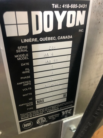 Used Doyon Jet Air 4-Pan Electric Oven