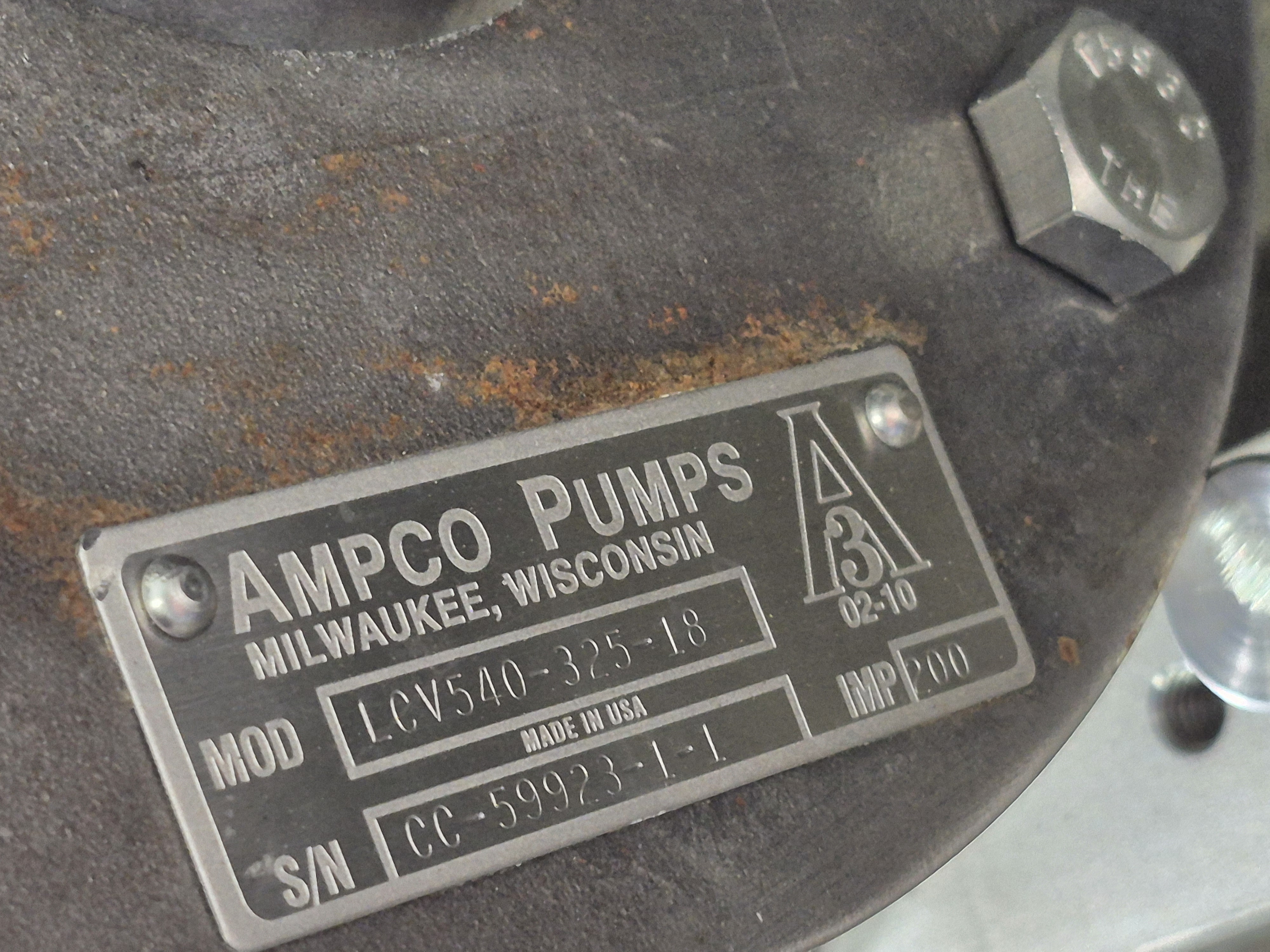 Used Ampco Centrifugal Pump with 5 HP Motor