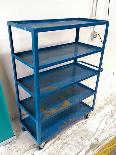 Used Blue Rolling Shelf