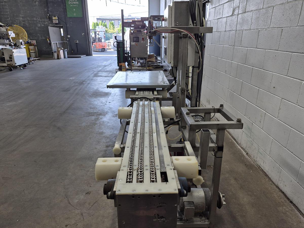 Used All-Fill Automatic Inline Single-Head Bottle Filler with Conveyor