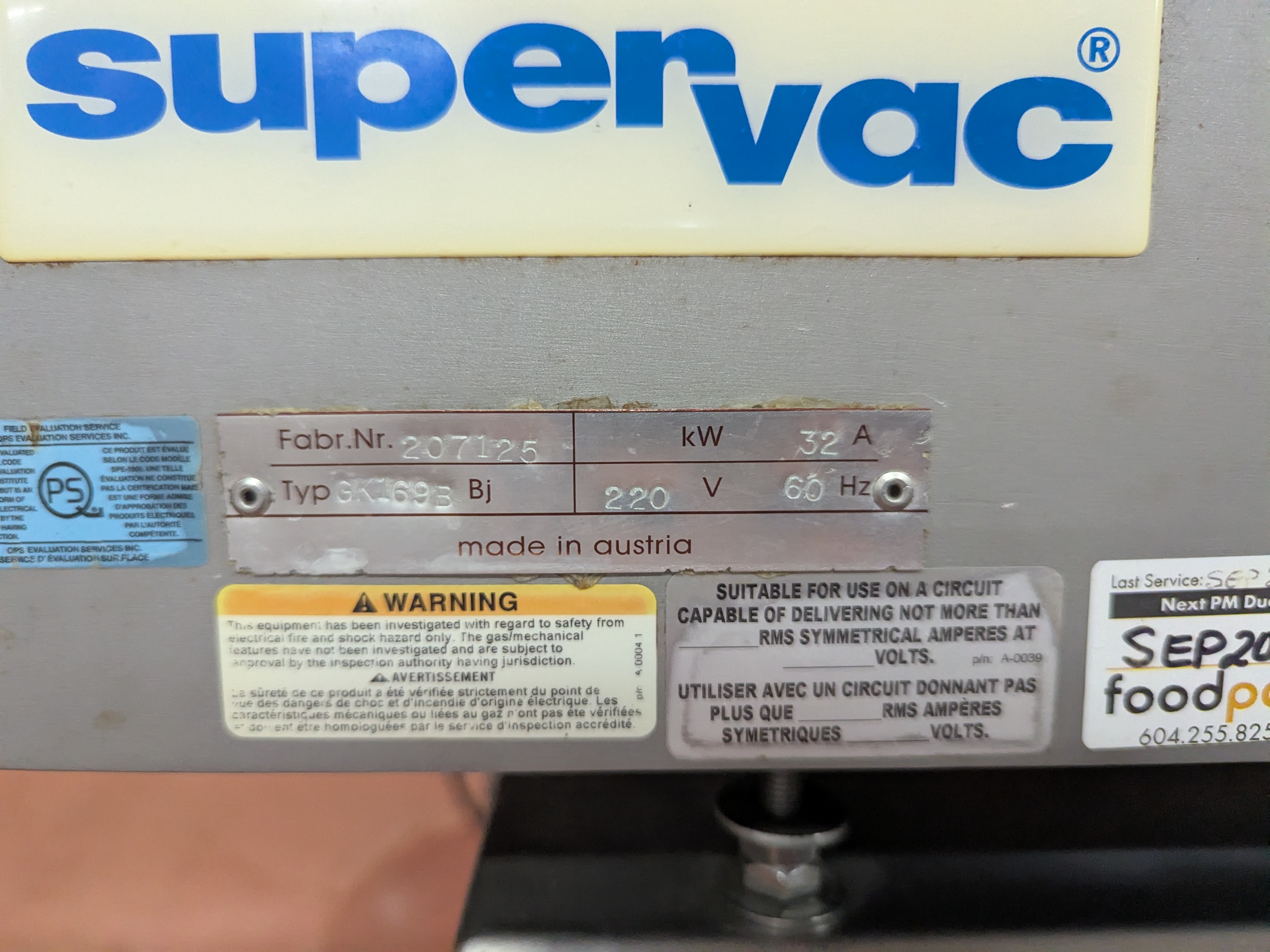 Used SuperVac Vacuum Sealer