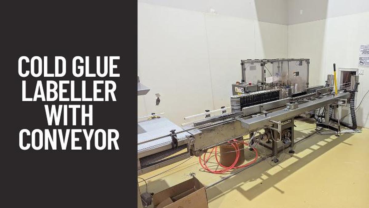 Used Langguth Cold Glue Labeller with Conveyor