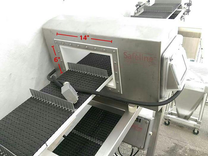 Used Safeline Metal Detector on 80" high Incline Conveyor