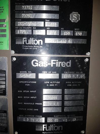 Used Fulton Gas-Fired Steam Boiler