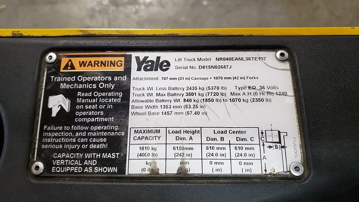Used Yale Narrow Aisle NR040EA Reach Forklift