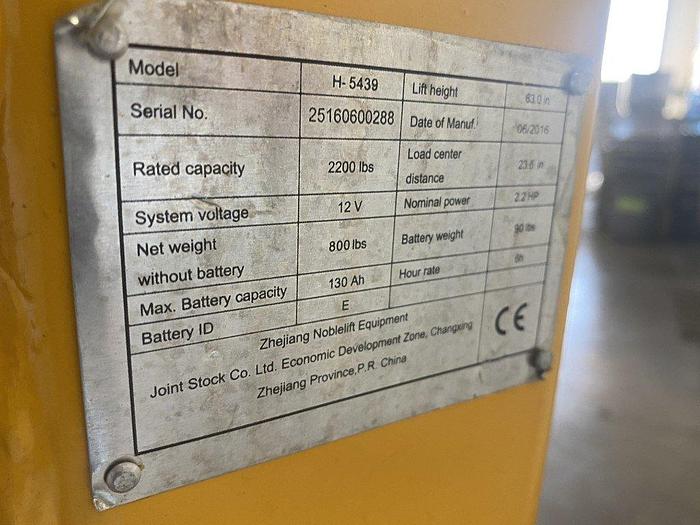 Used Noblelift H-5439 Straddle Stacker