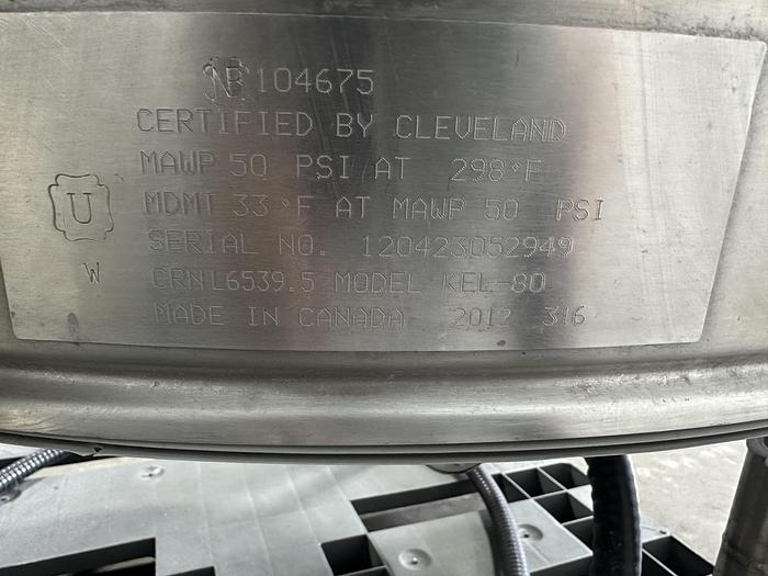 Used Cleveland KEL-80 80 Gallon Steam Kettle
