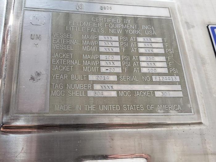 Used Feldmeier 25 Gallon Jacketed Tank